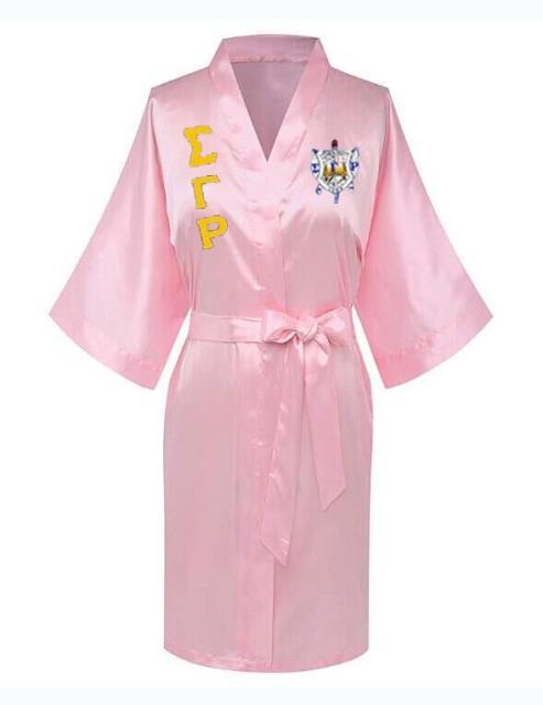 Sorority Delta, AKA, Zeta Sigma Faux Silk and Polyester Bath Robe..