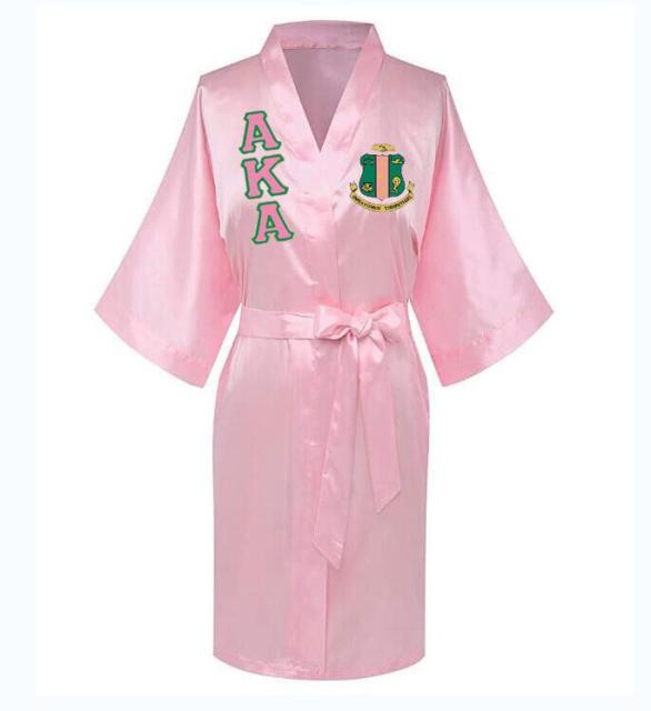 Sorority Delta, AKA, Zeta Sigma Faux Silk and Polyester Bath Robe..