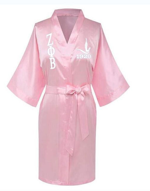 Load image into Gallery viewer, Sorority Delta, AKA, Zeta Sigma Faux Silk and Polyester Bath Robe..
