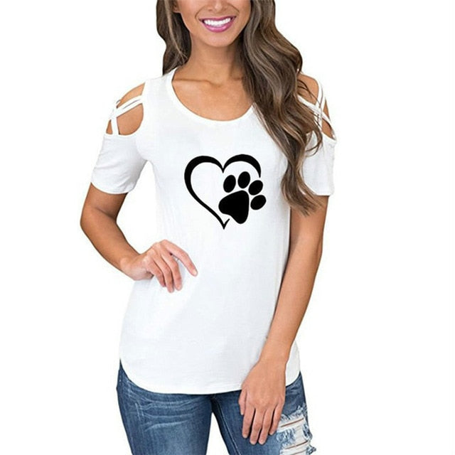 Heart Paw Off Shoulder Tops