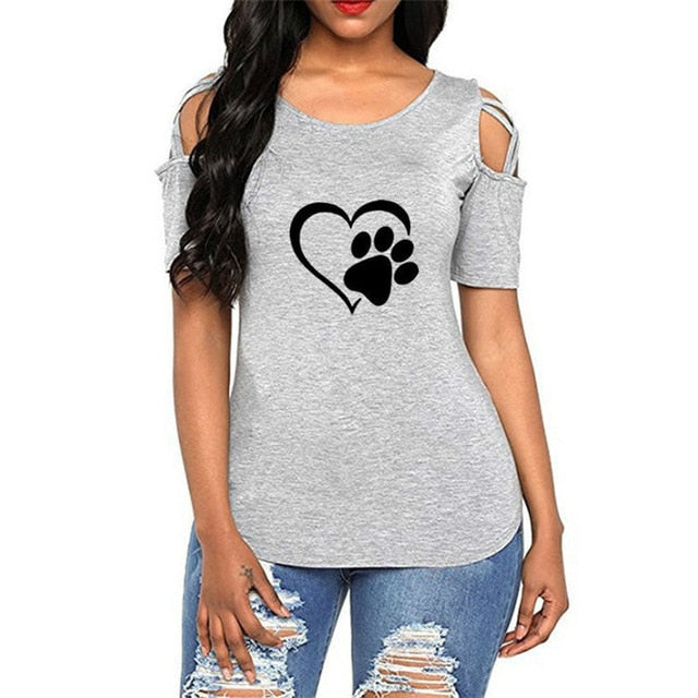 Heart Paw Off Shoulder Tops