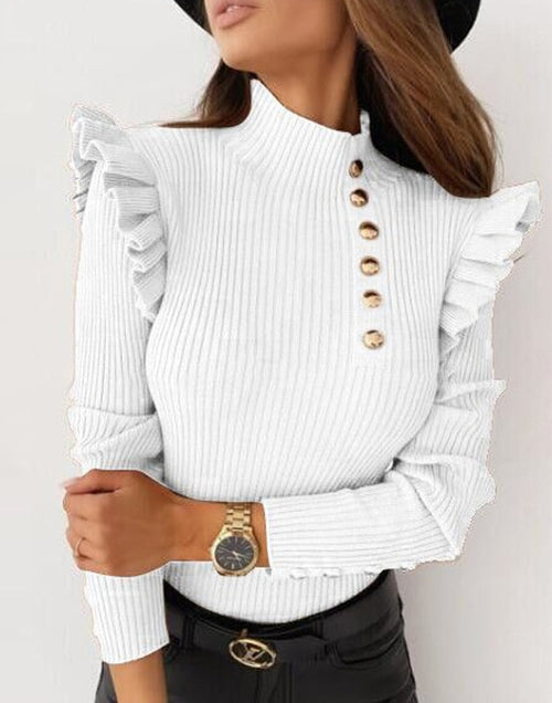 Load image into Gallery viewer, Butterfly Long Sleeve Slim Rib Pullover Tops
