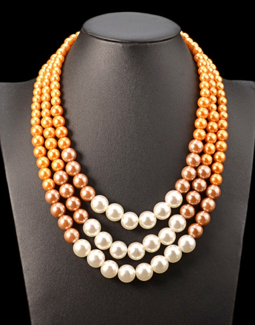 Load image into Gallery viewer, UDDEIN Ethnic statement necklace for women Multi layer simulated pearl jewelry bib beads maxi necklace African bead jewelry
