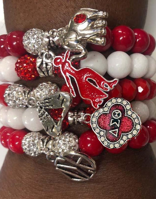 Load image into Gallery viewer, Delta Black Greek Sorority Charm Bracelet Set
