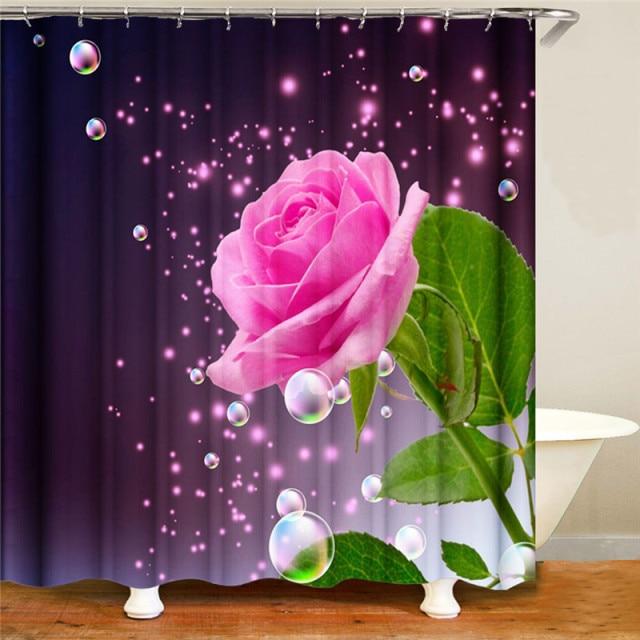 Radiant Blue, Red, Pink, Rose Shower Curtain with Hooks