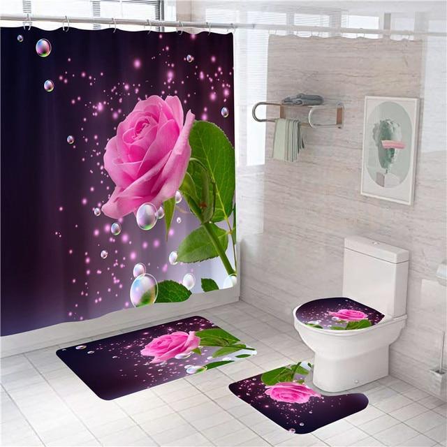 Radiant Blue, Red, Pink, Rose Shower Curtain with Hooks