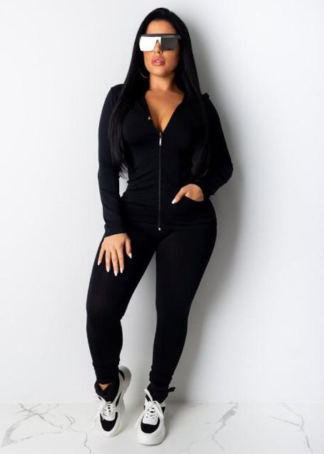 Load image into Gallery viewer, Two Piece Set, Long Sleeve Hooded Sporty Top with Matching Leggings
