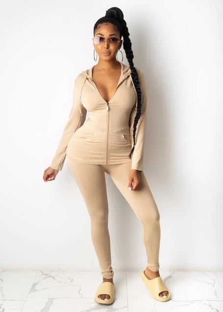 Load image into Gallery viewer, Two Piece Set, Long Sleeve Hooded Sporty Top with Matching Leggings
