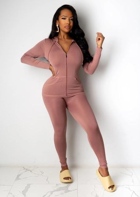 Load image into Gallery viewer, Two Piece Set, Long Sleeve Hooded Sporty Top with Matching Leggings
