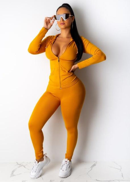 Load image into Gallery viewer, Two Piece Set, Long Sleeve Hooded Sporty Top with Matching Leggings
