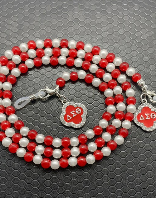 Load image into Gallery viewer, new fashion red Greek letter sorority DELTA DST society jewelry pendant beads mask chain glasses chain necklace
