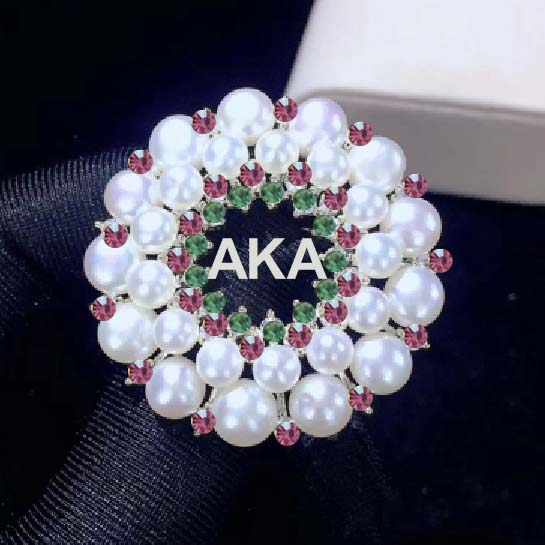 Drop shipping Greek Sorority Round Shape Pearl Pins Brooch Jewelry