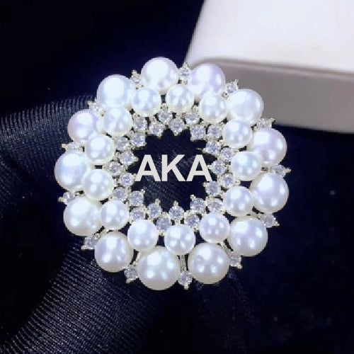 Load image into Gallery viewer, Drop shipping Greek Sorority Round Shape Pearl Pins Brooch Jewelry
