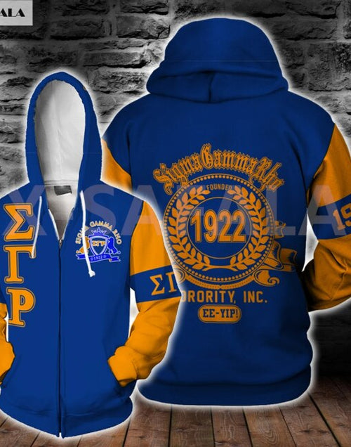 Load image into Gallery viewer, ΣΓΡ Sigma Gamma Rho Pattern 3D Over Printed Hoodie Man Women Unisex Outwear Zipper Pullover Sweatshirt Casual
