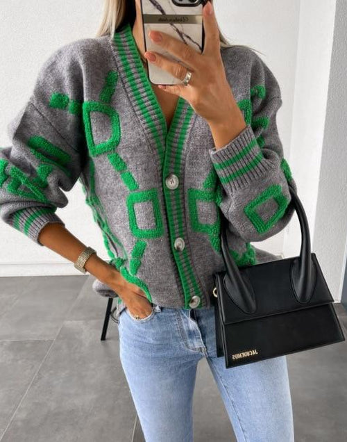 Load image into Gallery viewer, Statement-Making Oversized Sweater in AKA Pink and Green
