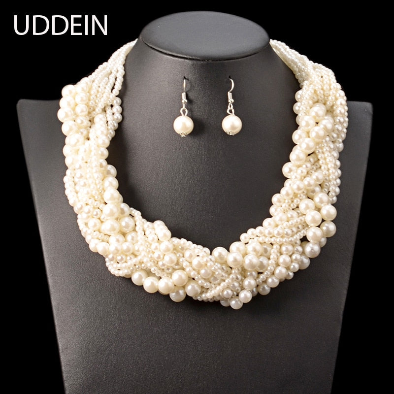 UDDEIN Nigerian wedding Indian jewelry sets bohemian simulated pearl necklace for women accessories wholesale statement chokers