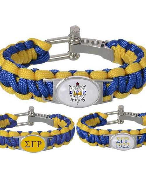 Load image into Gallery viewer, Custom Greek Letters SGR Sorority  550 Paracord Bracelets Sigma Gamma Rho Adjustable Survival Bracelet
