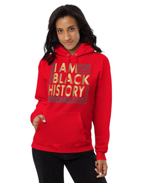 Load image into Gallery viewer, I Am Black History Woke Strong Unisex fleece hoodie
