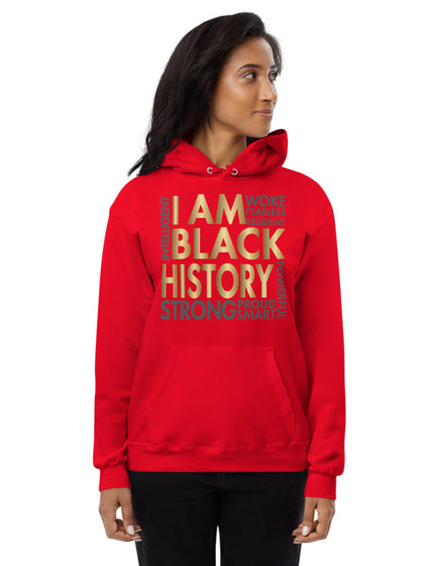 Load image into Gallery viewer, I Am Black History Woke Strong Unisex fleece hoodie
