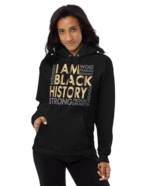 Load image into Gallery viewer, I Am Black History Woke Strong Unisex fleece hoodie
