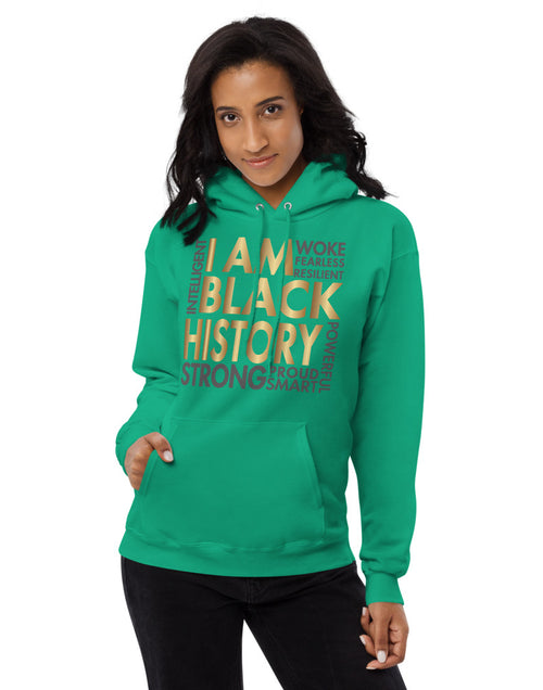 Load image into Gallery viewer, I Am Black History Woke Strong Unisex fleece hoodie
