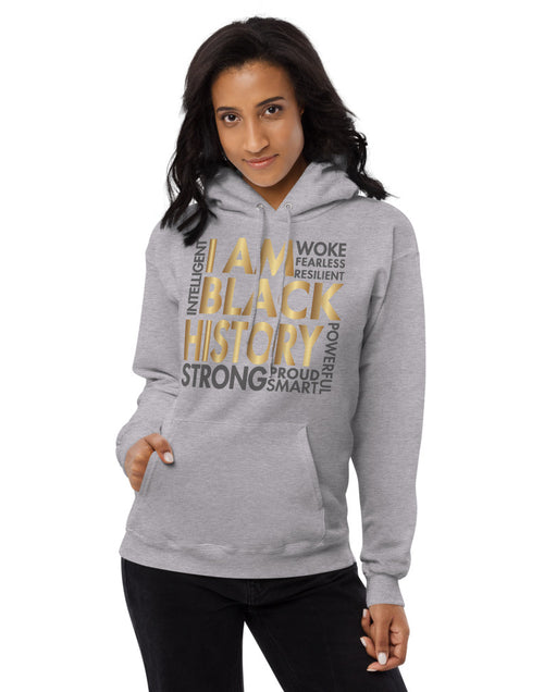 Load image into Gallery viewer, I Am Black History Woke Strong Unisex fleece hoodie
