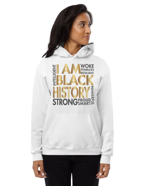 Load image into Gallery viewer, I Am Black History Woke Strong Unisex fleece hoodie
