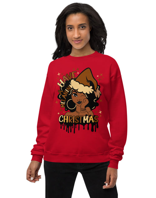 Load image into Gallery viewer, Have A Melanin Christmas Fleece Sweatshirt
