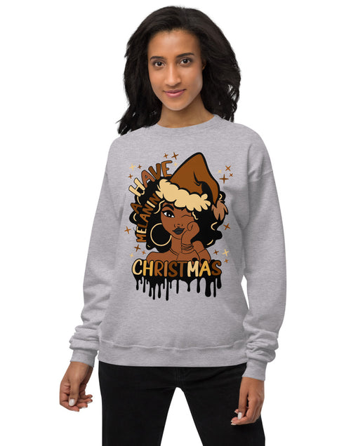 Load image into Gallery viewer, Have A Melanin Christmas Fleece Sweatshirt
